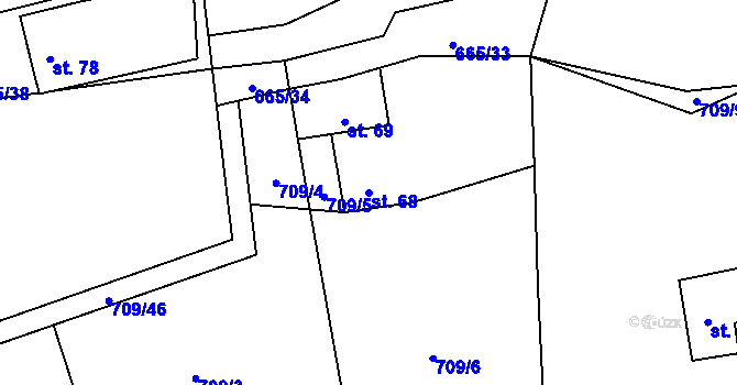 Parcela st. 68 v KÚ Doubrava nad Vltavou, Katastrální mapa