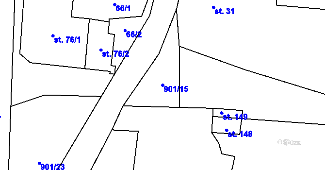 Parcela st. 901/15 v KÚ Doubrava nad Vltavou, Katastrální mapa