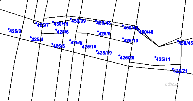 Parcela st. 425/19 v KÚ Doubrava nad Vltavou, Katastrální mapa