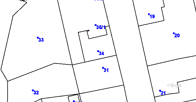 Parcela st. 34 v KÚ Doubrava u Plzně, Katastrální mapa
