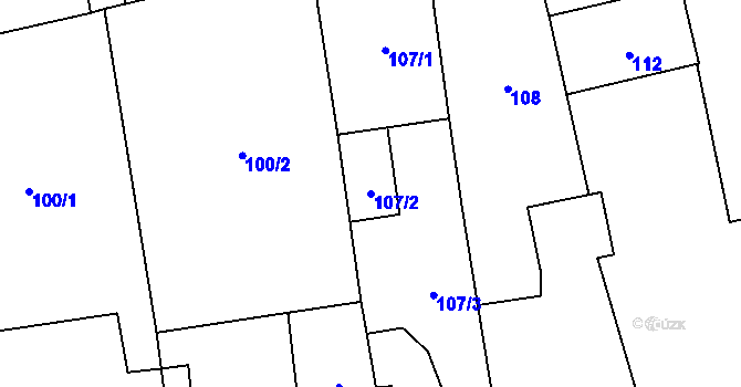 Parcela st. 107/2 v KÚ Doubrava u Plzně, Katastrální mapa