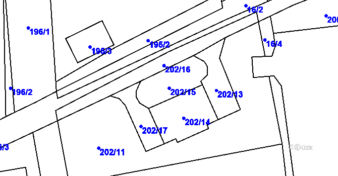 Parcela st. 202/15 v KÚ Doubrava u Plzně, Katastrální mapa