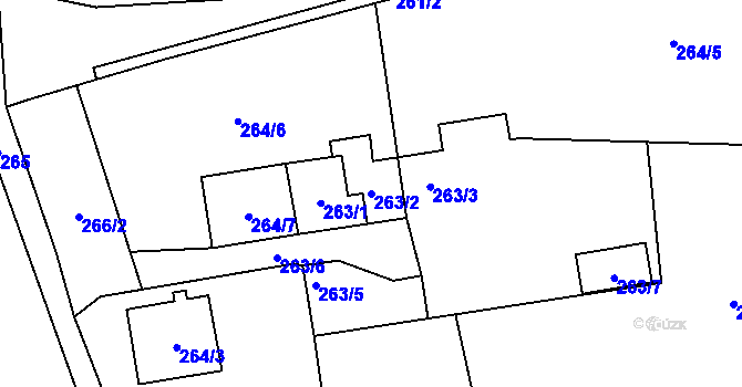 Parcela st. 263/2 v KÚ Doubrava u Plzně, Katastrální mapa