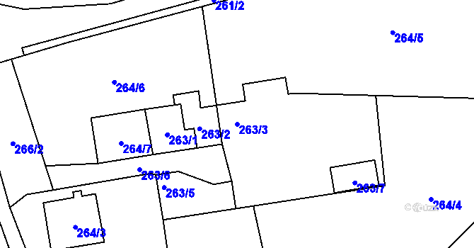 Parcela st. 263/3 v KÚ Doubrava u Plzně, Katastrální mapa