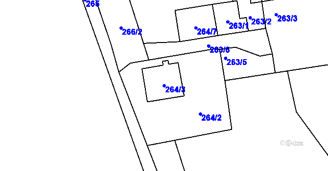 Parcela st. 264/3 v KÚ Doubrava u Plzně, Katastrální mapa