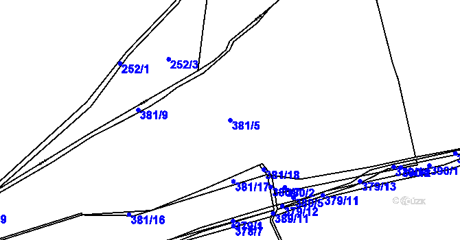 Parcela st. 381/5 v KÚ Doubrava u Plzně, Katastrální mapa