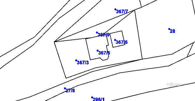 Parcela st. 367/5 v KÚ Doubrava u Plzně, Katastrální mapa