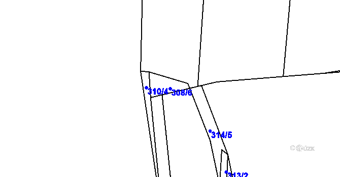 Parcela st. 308/6 v KÚ Doubrava u Plzně, Katastrální mapa