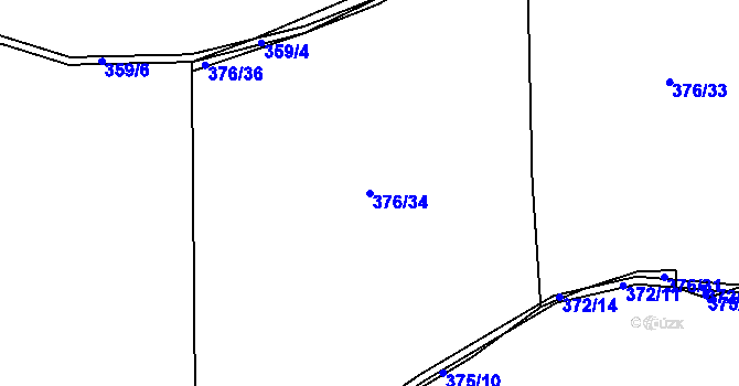 Parcela st. 376/34 v KÚ Doubrava u Plzně, Katastrální mapa