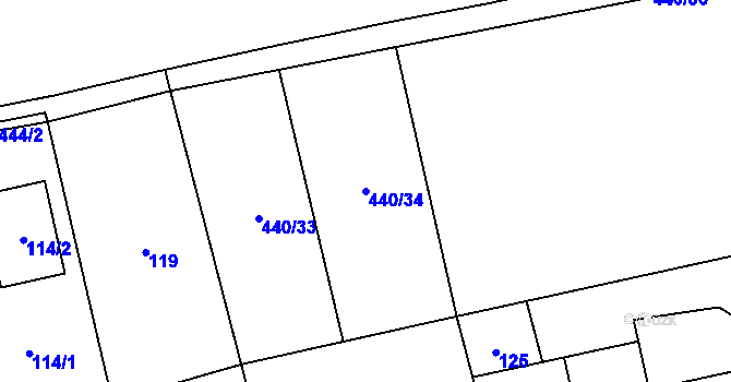 Parcela st. 440/34 v KÚ Doubrava u Plzně, Katastrální mapa