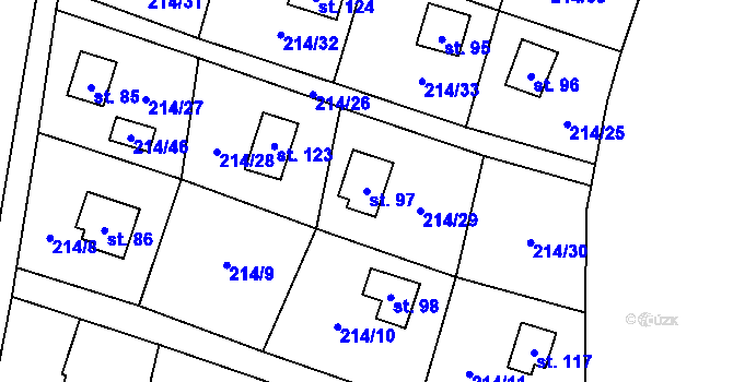 Parcela st. 97 v KÚ Doubrava, Katastrální mapa