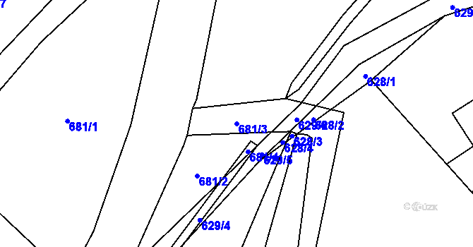 Parcela st. 681/3 v KÚ Doubrava u Orlové, Katastrální mapa
