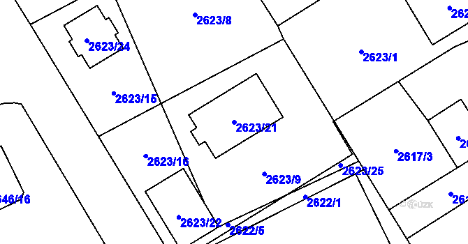 Parcela st. 2623/21 v KÚ Doubrava u Orlové, Katastrální mapa