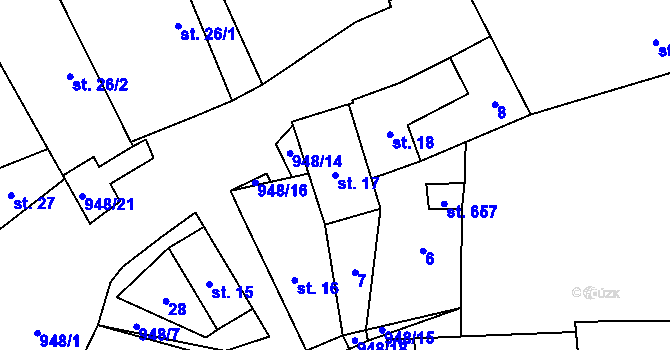 Parcela st. 17 v KÚ Doubravčice, Katastrální mapa