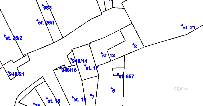 Parcela st. 18 v KÚ Doubravčice, Katastrální mapa