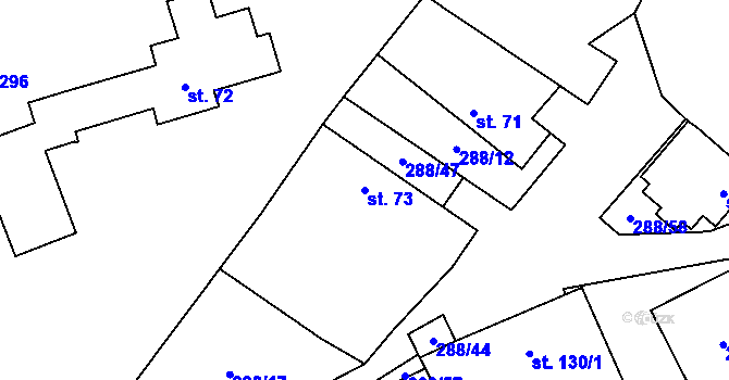 Parcela st. 73 v KÚ Doubravčice, Katastrální mapa