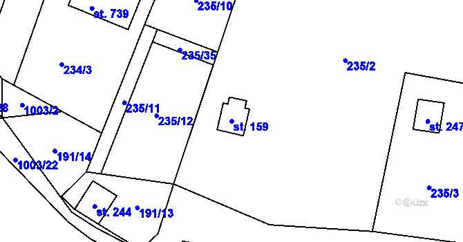 Parcela st. 159 v KÚ Doubravčice, Katastrální mapa