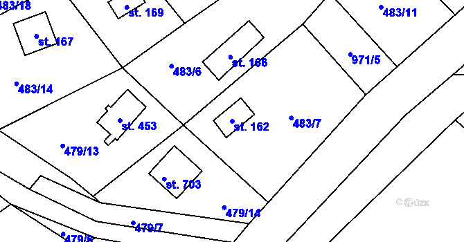 Parcela st. 162 v KÚ Doubravčice, Katastrální mapa