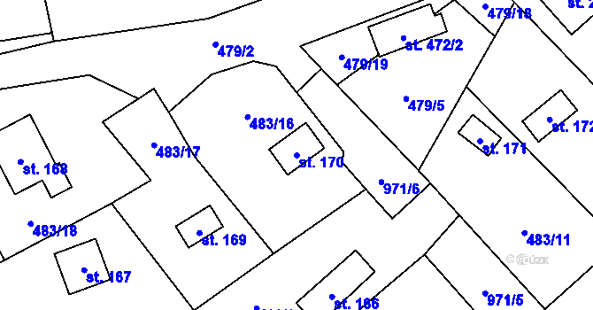 Parcela st. 170 v KÚ Doubravčice, Katastrální mapa