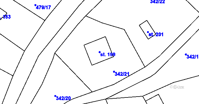Parcela st. 199 v KÚ Doubravčice, Katastrální mapa