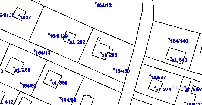 Parcela st. 263 v KÚ Doubravčice, Katastrální mapa