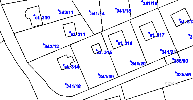 Parcela st. 315 v KÚ Doubravčice, Katastrální mapa
