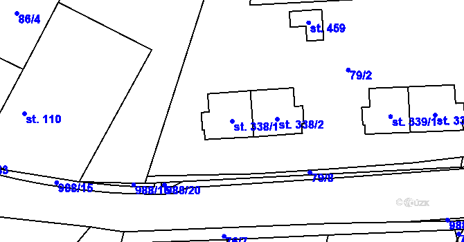 Parcela st. 338/1 v KÚ Doubravčice, Katastrální mapa