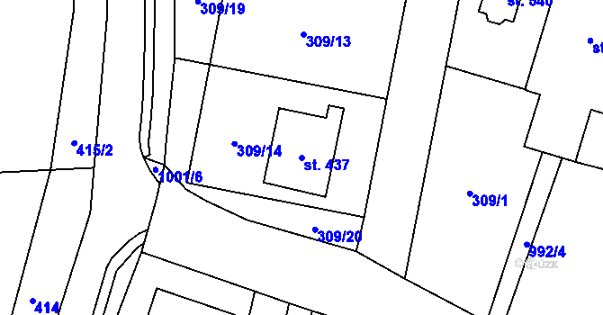 Parcela st. 437 v KÚ Doubravčice, Katastrální mapa