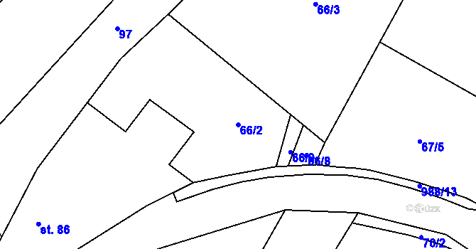 Parcela st. 66/2 v KÚ Doubravčice, Katastrální mapa