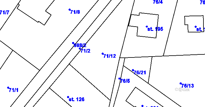 Parcela st. 71/12 v KÚ Doubravčice, Katastrální mapa