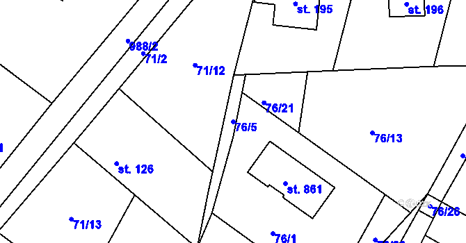 Parcela st. 76/5 v KÚ Doubravčice, Katastrální mapa