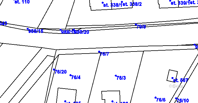 Parcela st. 76/7 v KÚ Doubravčice, Katastrální mapa
