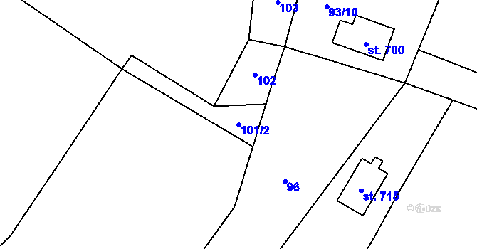 Parcela st. 101/2 v KÚ Doubravčice, Katastrální mapa