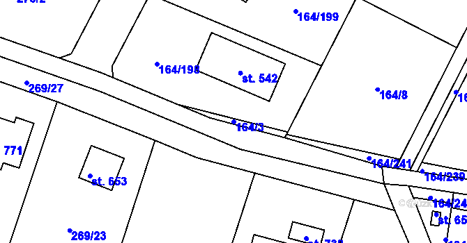 Parcela st. 164/3 v KÚ Doubravčice, Katastrální mapa