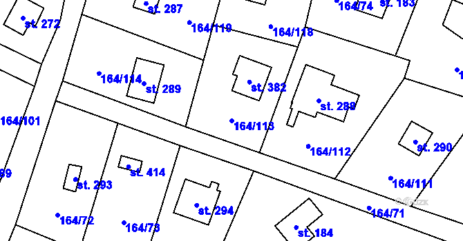 Parcela st. 164/113 v KÚ Doubravčice, Katastrální mapa