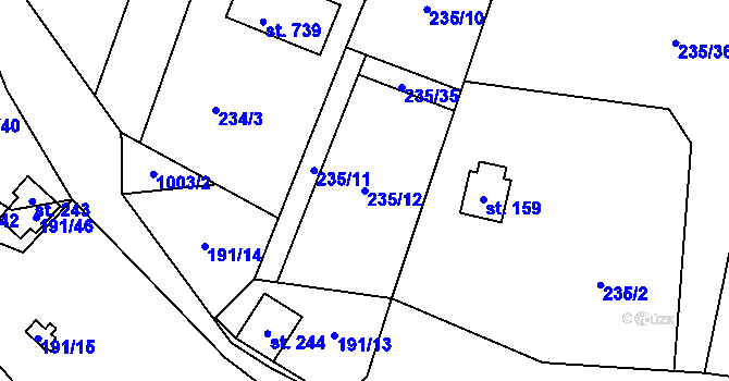 Parcela st. 235/12 v KÚ Doubravčice, Katastrální mapa