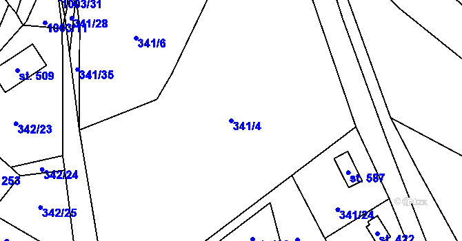 Parcela st. 341/4 v KÚ Doubravčice, Katastrální mapa