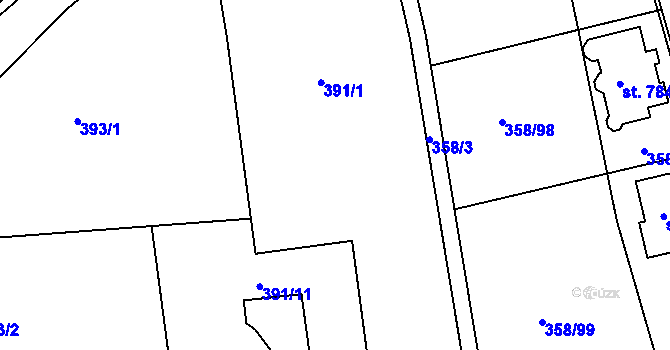 Parcela st. 391 v KÚ Doubravčice, Katastrální mapa