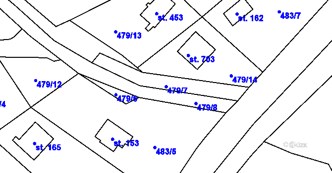 Parcela st. 479/7 v KÚ Doubravčice, Katastrální mapa