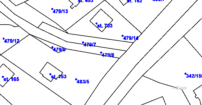 Parcela st. 479/8 v KÚ Doubravčice, Katastrální mapa