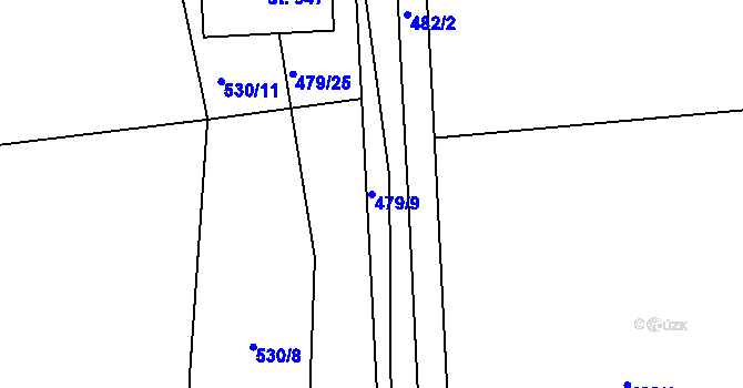 Parcela st. 479/9 v KÚ Doubravčice, Katastrální mapa