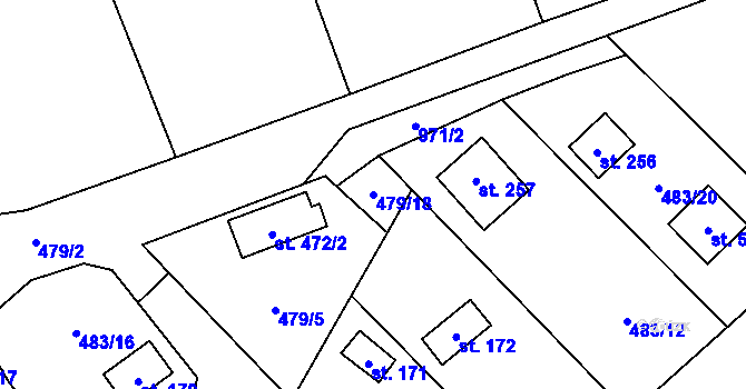 Parcela st. 479/18 v KÚ Doubravčice, Katastrální mapa