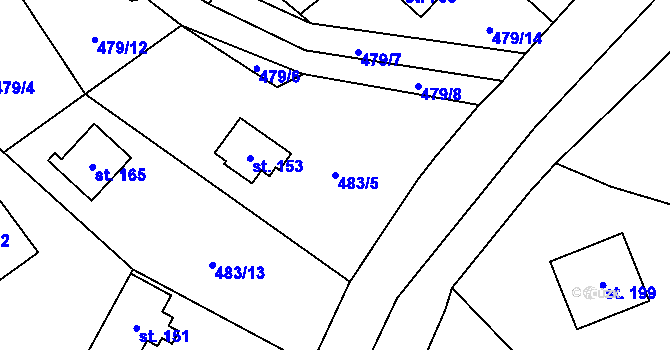 Parcela st. 483/5 v KÚ Doubravčice, Katastrální mapa