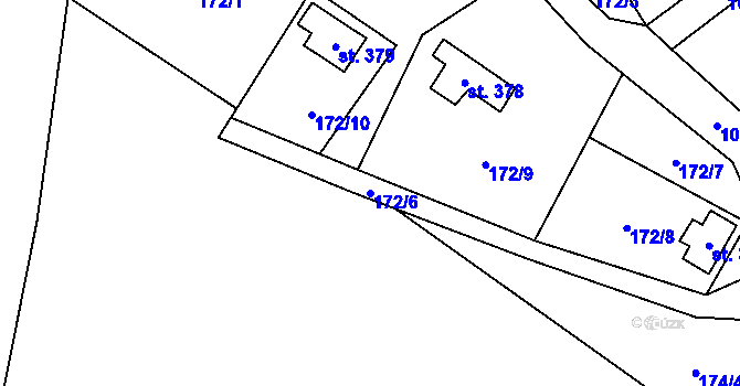 Parcela st. 172/6 v KÚ Doubravčice, Katastrální mapa