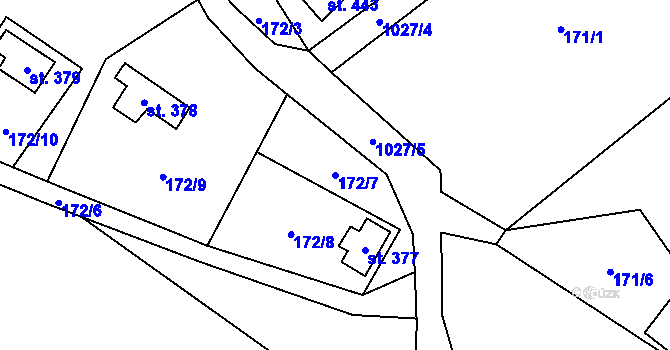 Parcela st. 172/7 v KÚ Doubravčice, Katastrální mapa