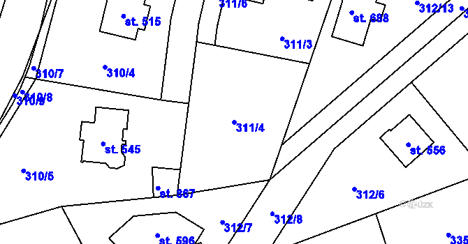 Parcela st. 311/4 v KÚ Doubravčice, Katastrální mapa