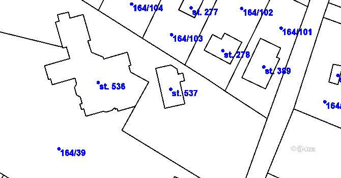 Parcela st. 537 v KÚ Doubravčice, Katastrální mapa
