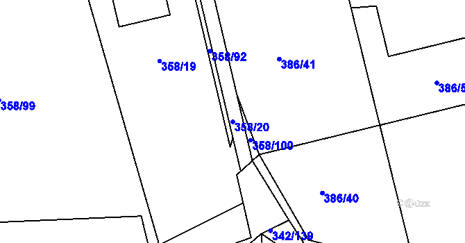 Parcela st. 358/20 v KÚ Doubravčice, Katastrální mapa