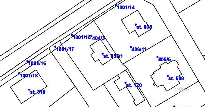 Parcela st. 555/1 v KÚ Doubravčice, Katastrální mapa
