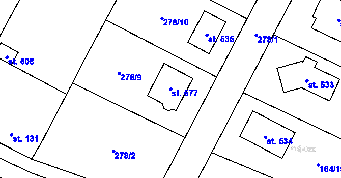 Parcela st. 577 v KÚ Doubravčice, Katastrální mapa
